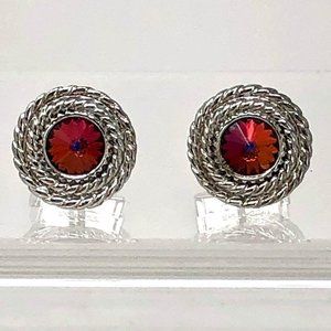 Silver Rope and Rainbow Rivoli Cuff Links